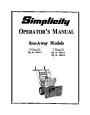 Simplicity 5 55 7 55 1691411 1691413 1691414 Snow Blower Owners Manual page 1