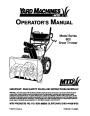 Yard Machines 800 Snow Blower Owners Manual by MTD page 1